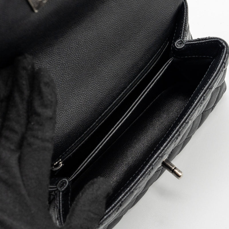Chanel small coco handle caviar / lizard handle black ruthenium hardware