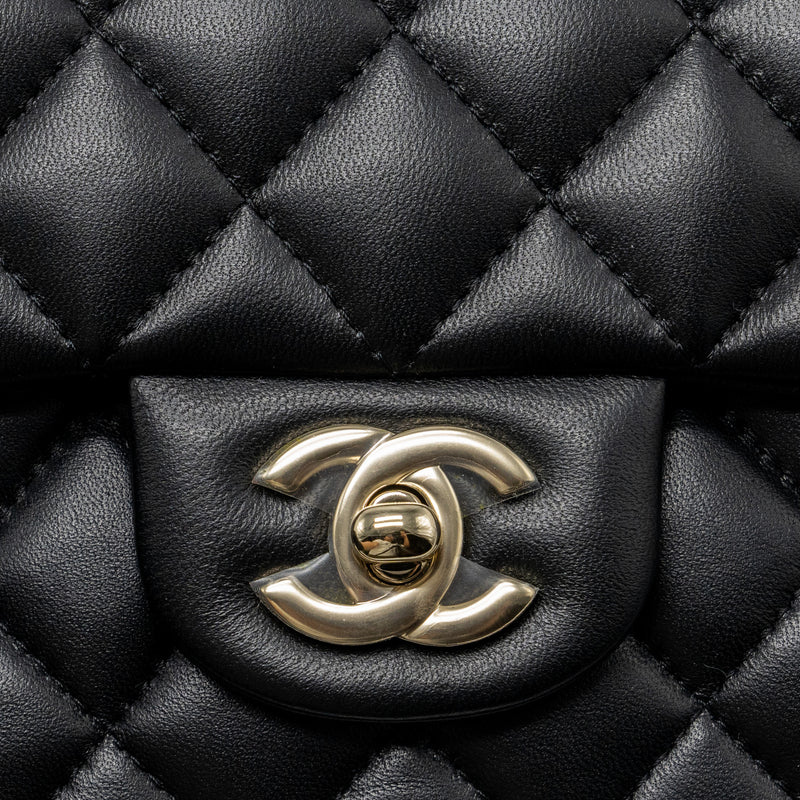 Chanel Top Handle Mini Rectangular Flap Bag Lambskin Black LGHW (Microchip )