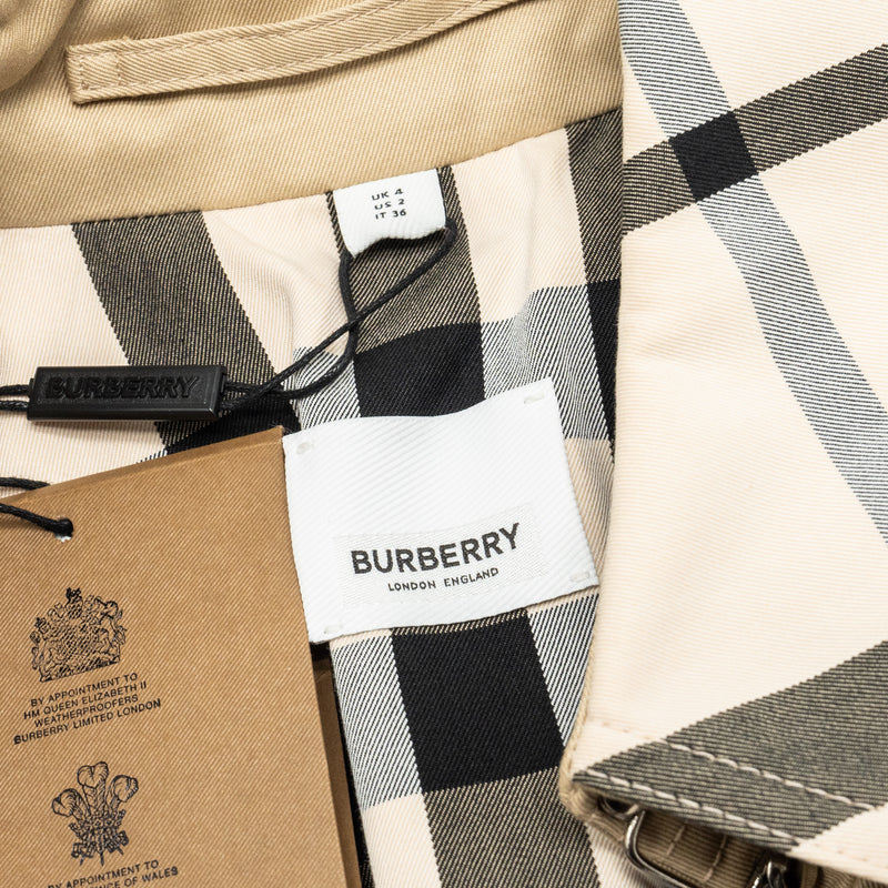 Burberry Size 4 Check Panel Mid-Length Trench Coat