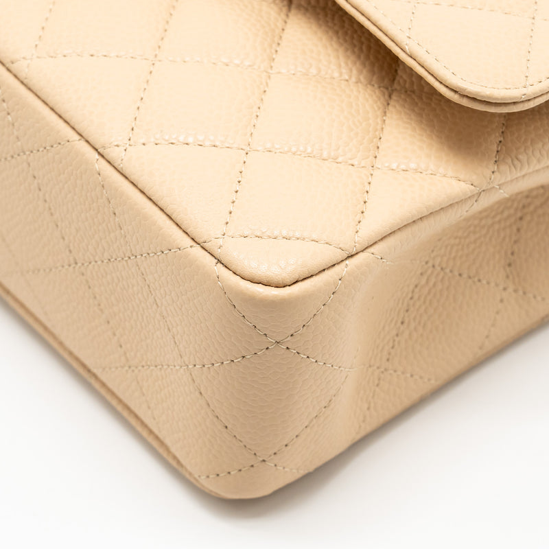 Chanel Medium Classic Double flap Caviar Beige GHW