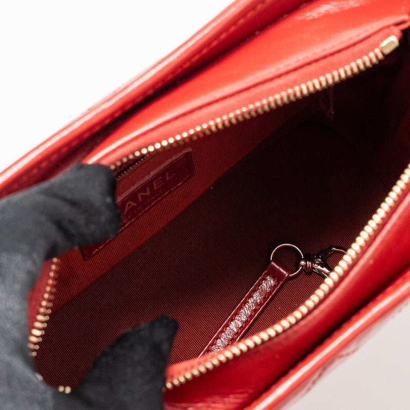 Chanel Small Gabrielle Hobo Bag with Handle Calfskin Red Multicolour Hardware