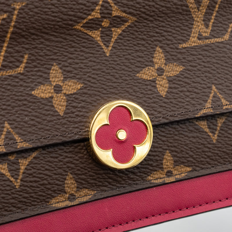 Louis Vuitton Flore chain wallet monogram canvas/ dark red GHW