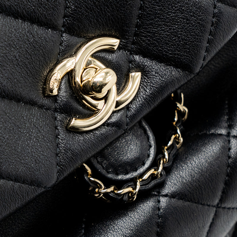 Chanel mini Duma backpack lambskin black LGHW (microchip)
