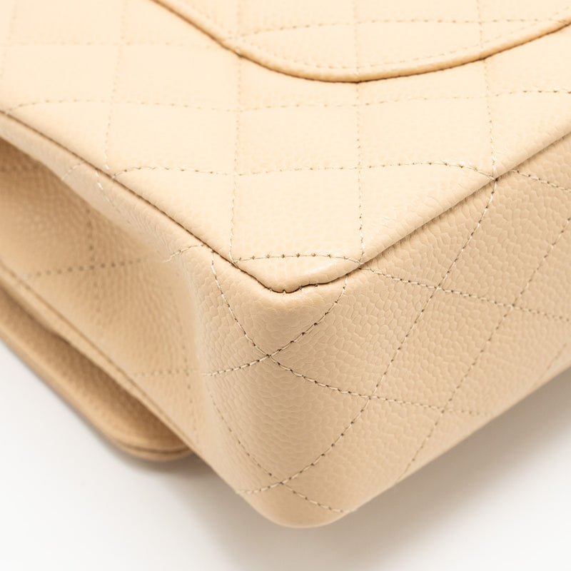 Chanel Medium Classic Double flap Caviar Beige GHW