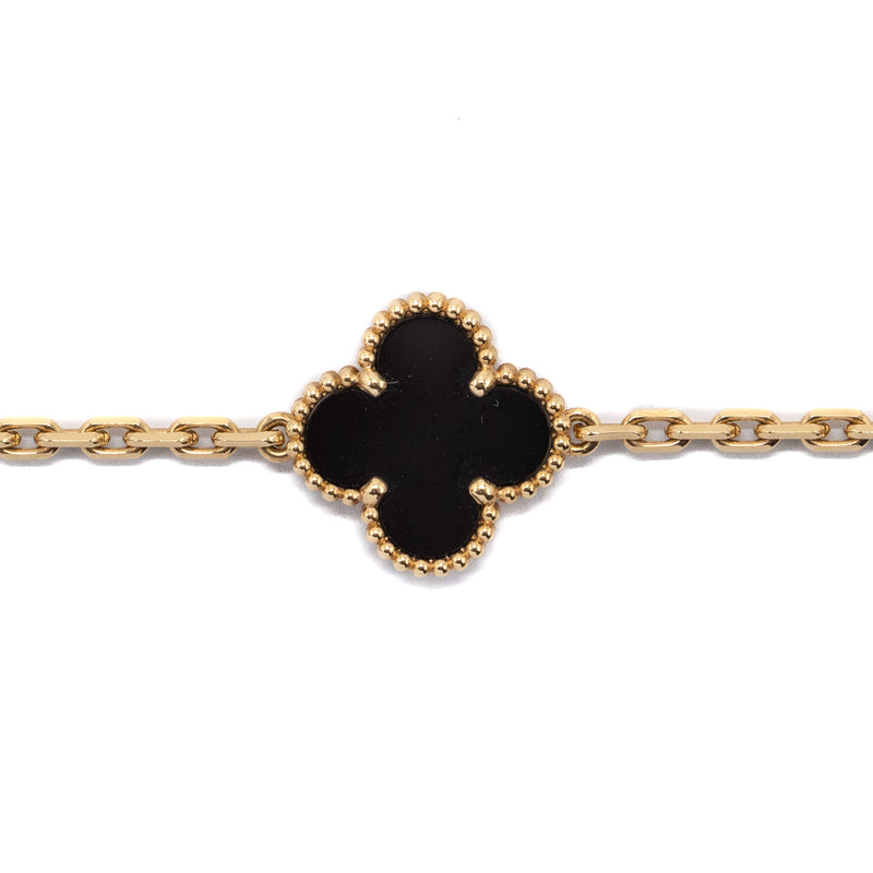 Van cleef and arpels vintage Alhambra bracelet 5 motifs 18k yellow gold, onyx