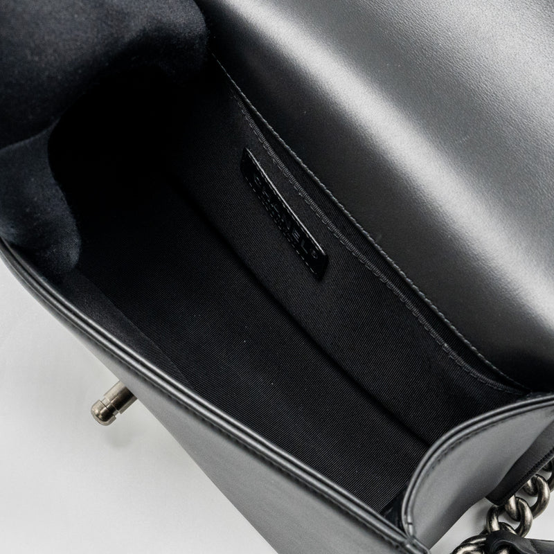 Chanel Medium Boy Bag Calfskin Black Ruthenium Hardware