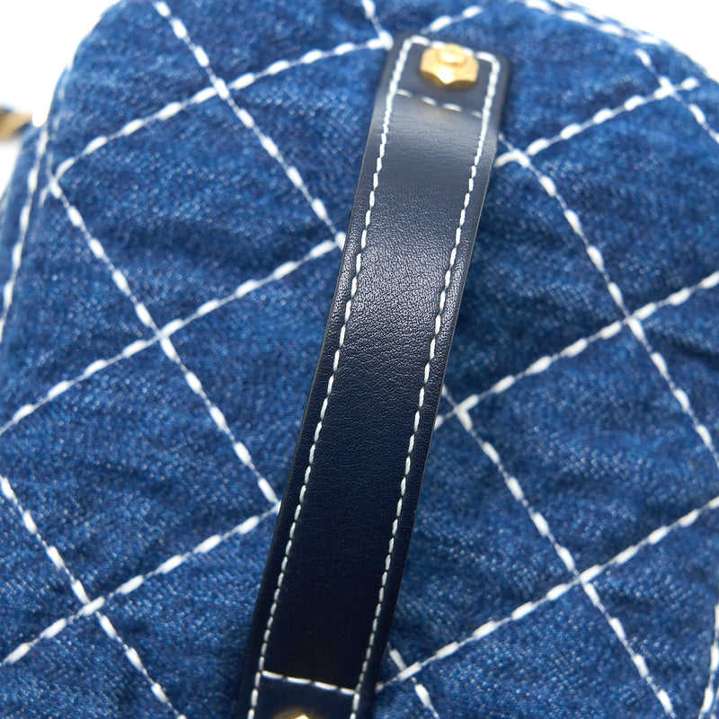 Chanel Top Handle Crossbody Vanity Case Denim Blue Brushed GHW