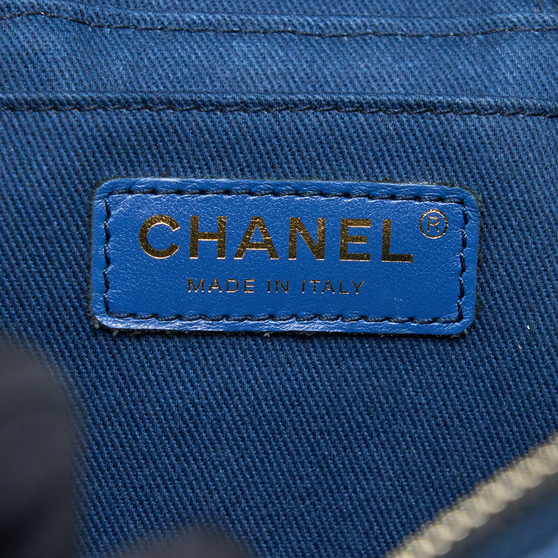 Chanel Top Handle Crossbody Vanity Case Denim Blue Brushed GHW