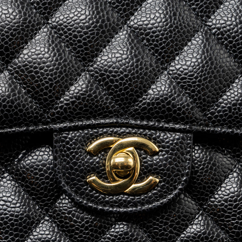 Chanel Medium Classic Double Flap Bag Caviar Black GHW (Microchip)