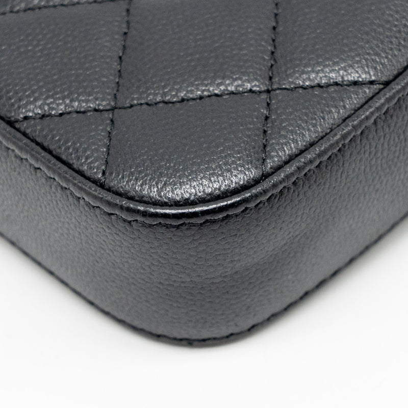 Chanel Double Zip Clutch with Chain Caviar Black SHW