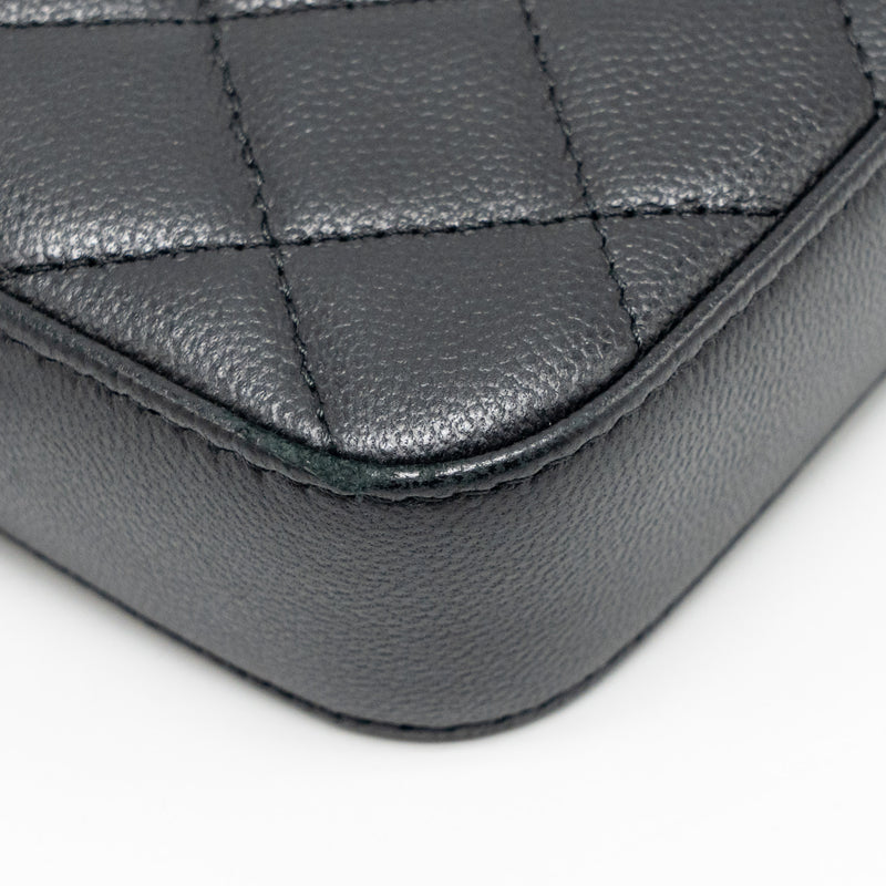 Chanel Double Zip Clutch with Chain Caviar Black SHW
