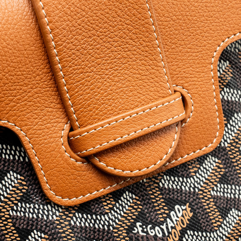 GOYARD MINI SAIGON GOYARDINE CANVAS/CALFSKIN BLACK/TAN SHW