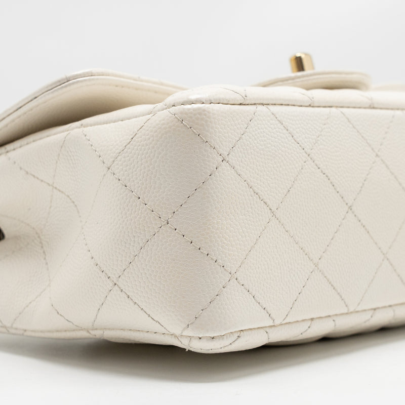 Chanel Mini Rectangular Flap Bag Caviar White LGHW
