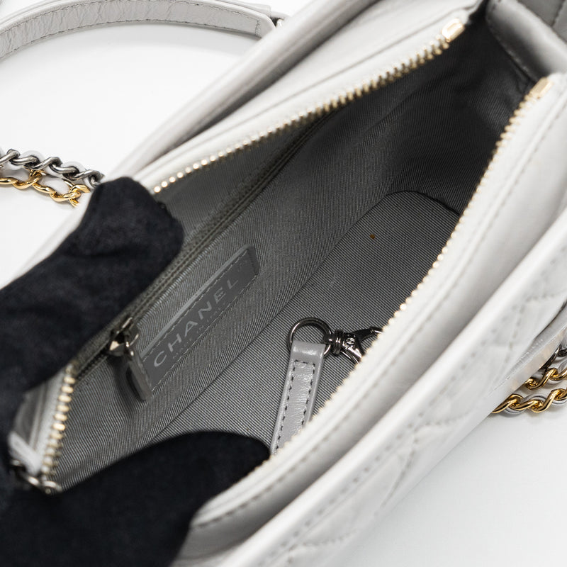 Chanel Small Gabrielle Hobo Bag Aged Calfskin Light Grey GHW