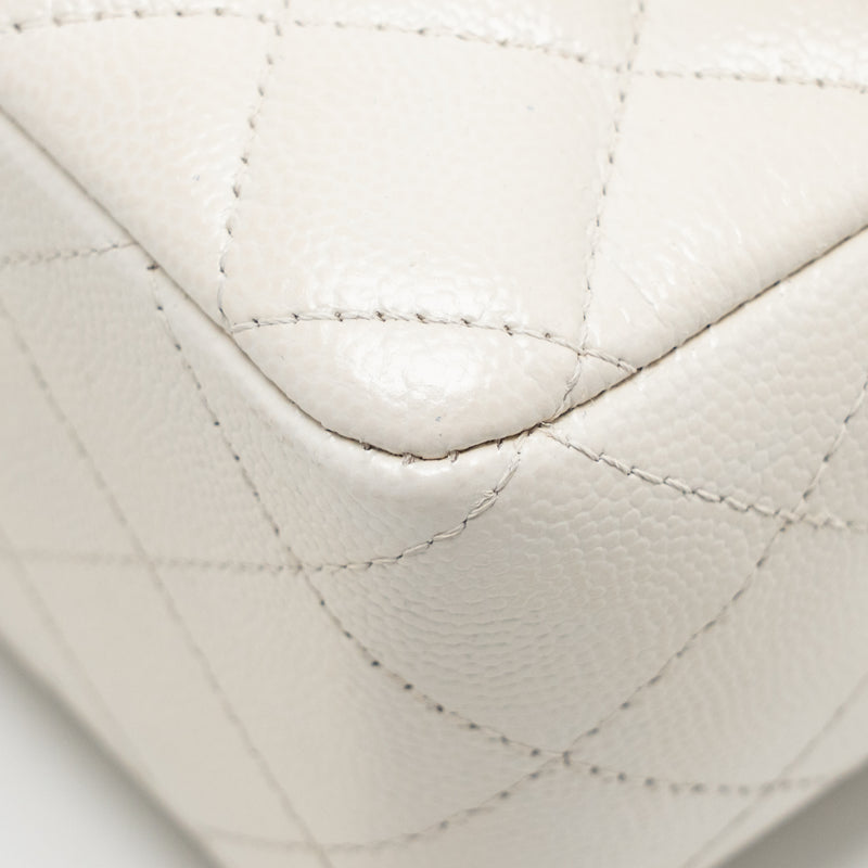 Chanel Mini Rectangular Flap Bag Caviar White LGHW