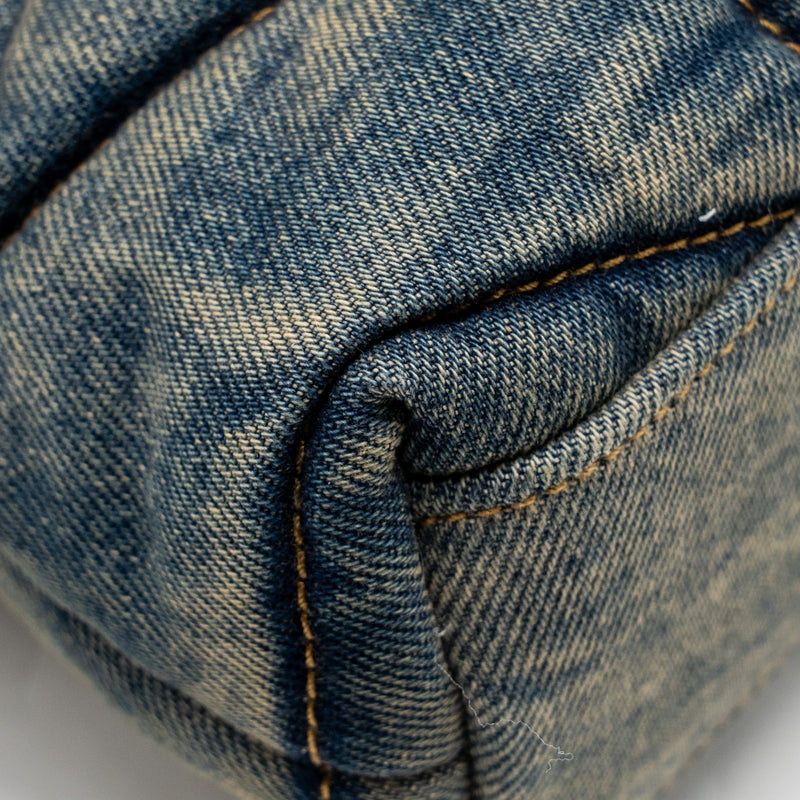 Saint Laurent/YSL Toy Loulou Puffer Shoulder Bag Denim Indigo Blue/Cinnamon GHW