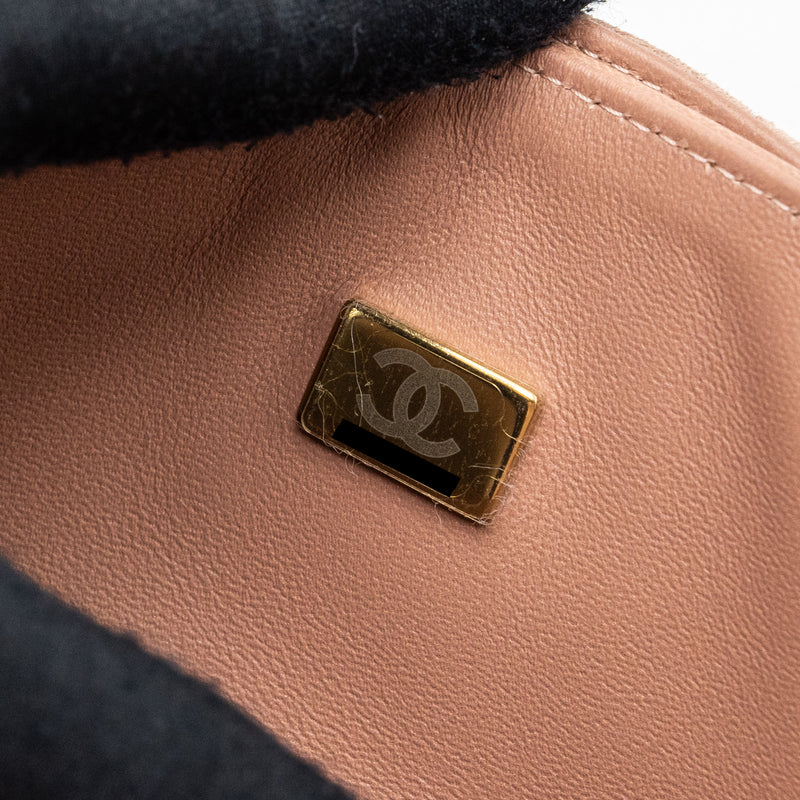 Chanel medium classic double flap bag suede leather light brown LGHW (microchip )
