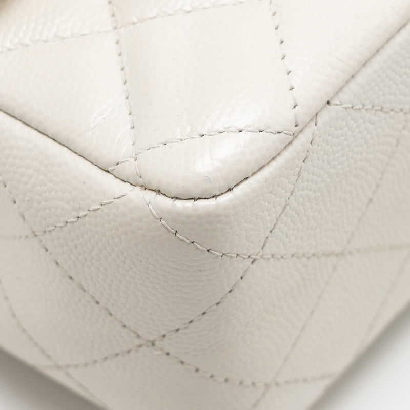 Chanel Mini Rectangular Flap Bag Caviar White LGHW