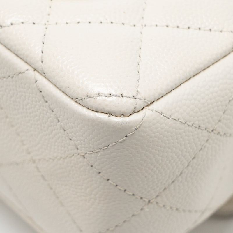 Chanel Mini Rectangular Flap Bag Caviar White LGHW