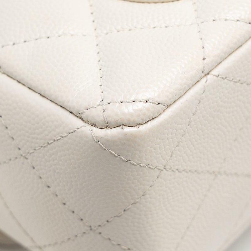Chanel Mini Rectangular Flap Bag Caviar White LGHW