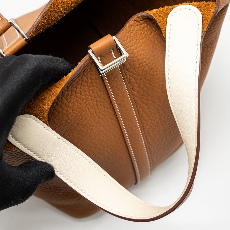 Hermes Picotin 18 Lock Bag Clemence Gold/Nata SHW Stamp Y