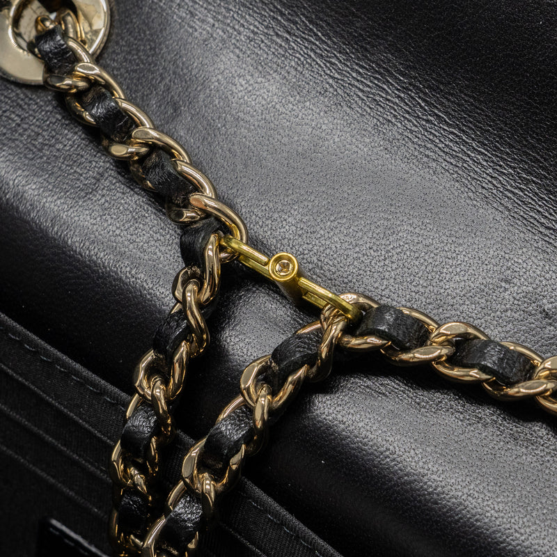 Metallic Gold Lambskin Mini Trendy CC Clutch with Chain Gold