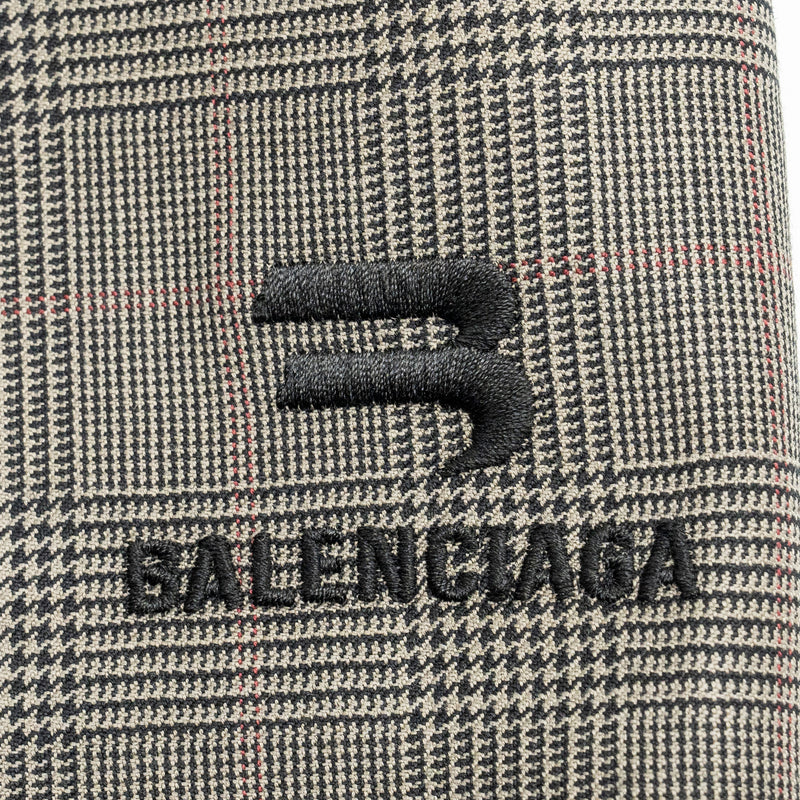 BALENCIAGA Size 44 Checked Single-Breasted Trousers Wool Dark Grey