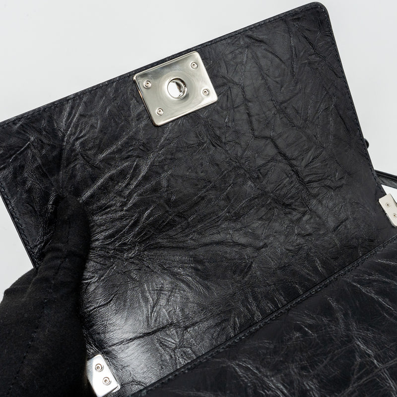 Chanel medium chevron boy bag limited edition calfskin black SHW