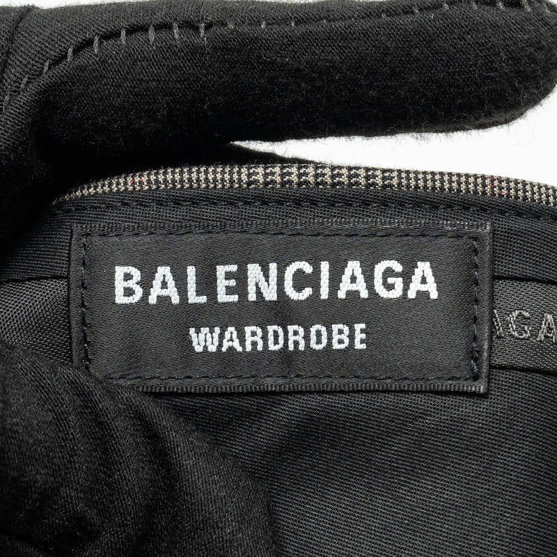 BALENCIAGA Size 44 Checked Single-Breasted Trousers Wool Dark Grey