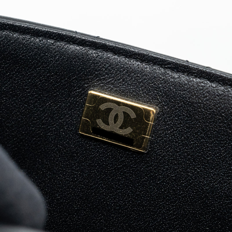 Chanel 22P Lion Charm Top Handle Mini Rectangular Flap Bag Lambskin Black LGHW (microchip)