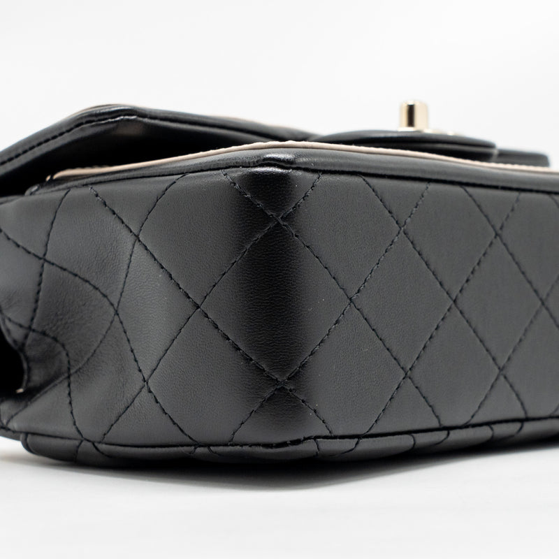 Chanel 23B Quilted Mini Rectangular Flap Bag Lambskin Black/Beige LGHW (Microchip)