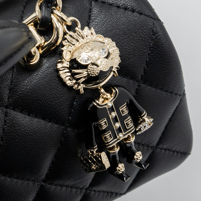 Chanel 22P Lion Charm Top Handle Mini Rectangular Flap Bag Lambskin Bl