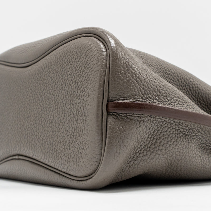 Hermes So Kelly 22 Clemence gris etain SHW stamp square O
