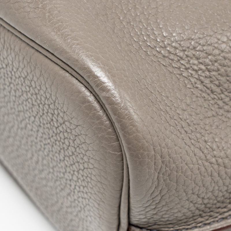 Hermes So Kelly 22 Clemence gris etain SHW stamp square O