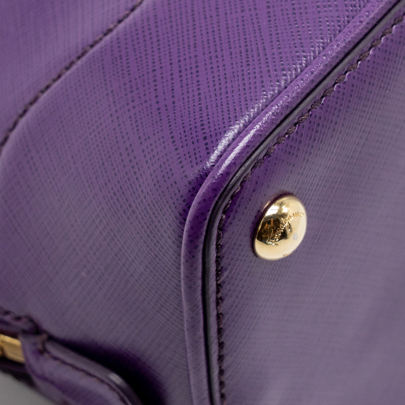 Salvatore Ferragamo Gancini Darina Leather Purple GHW
