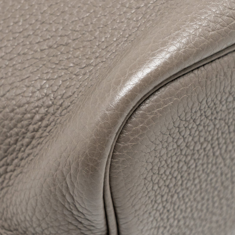 Hermes So Kelly 22 Clemence gris etain SHW stamp square O