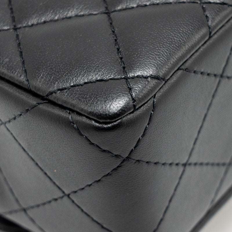 Chanel 23B Quilted Mini Rectangular Flap Bag Lambskin Black/Beige LGHW (Microchip)