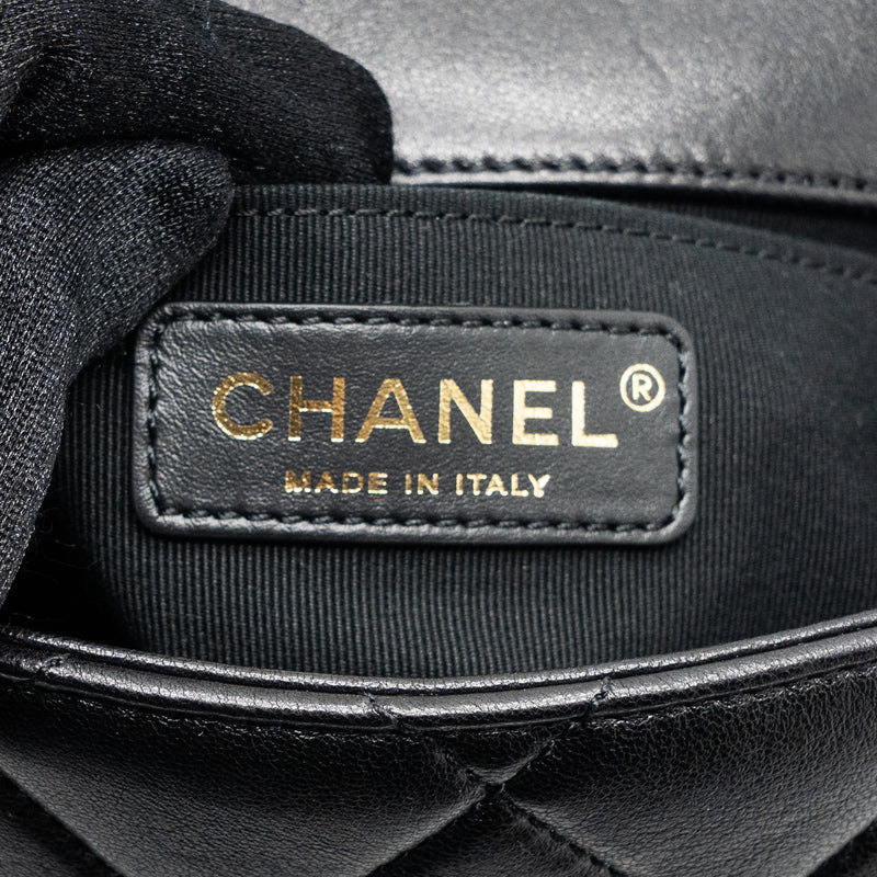 Chanel Round Handle Mini Square Crossbody Bag Lambskin Brushed GHW(Microchip)
