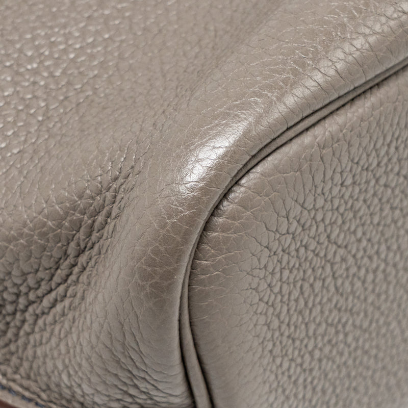 Hermes So Kelly 22 Clemence gris etain SHW stamp square O