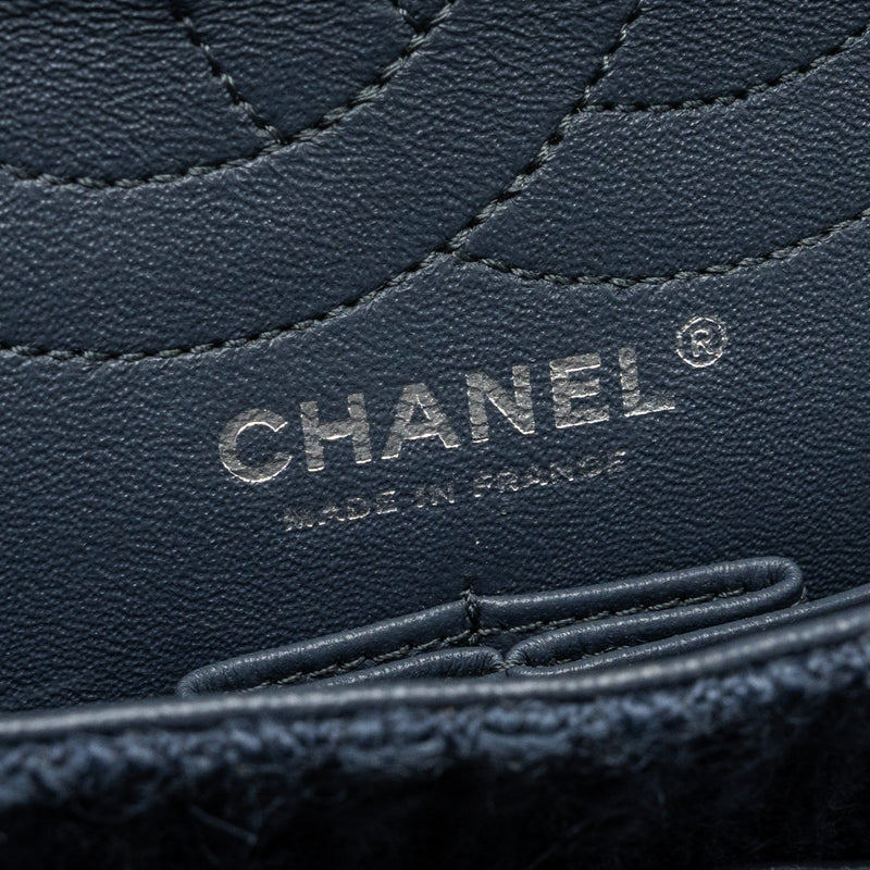 Chanel 2.55 226 reissue double flap bag tweed dark grey / blue ruthenium hardware