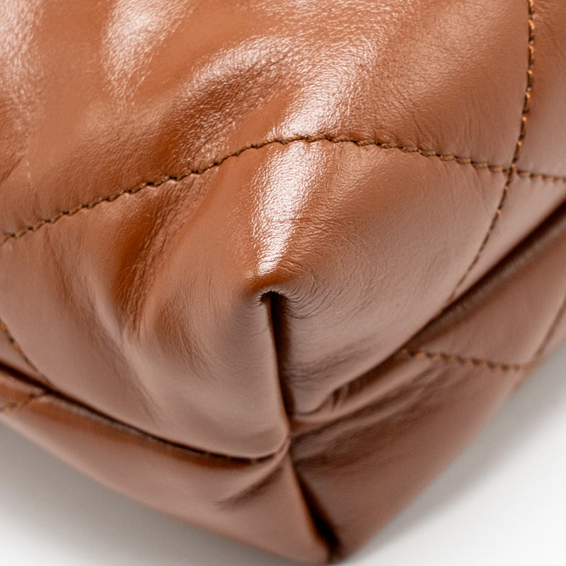 Chanel Mini 22 Bag Shiny Calfskin Caramel GHW (Microchip)