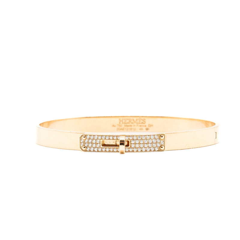 HERMES Size SH Kelly Bracelet Rose Gold, Diamonds