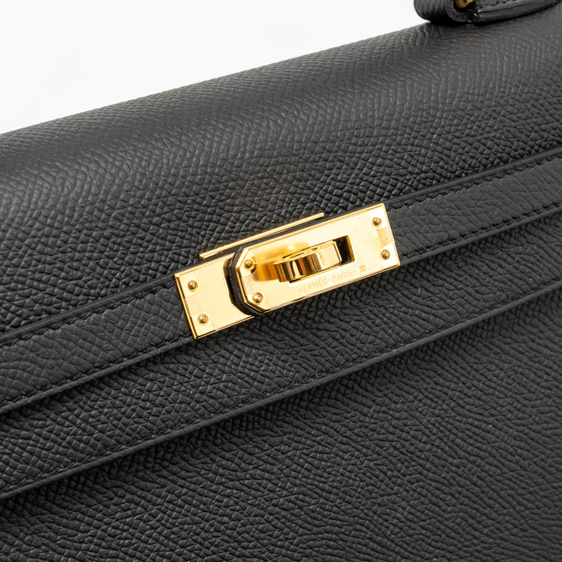 Hermes Kelly 25 Epsom Black GHW Stamp Z