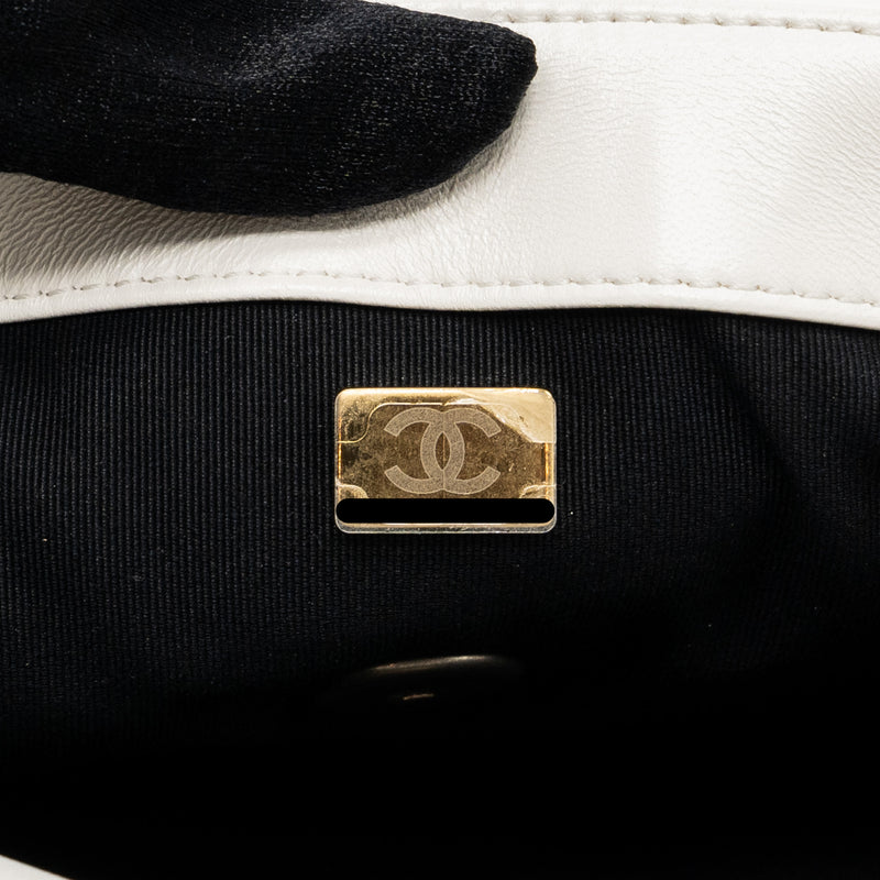 Chanel Small 19 Bag Lambskin White Multicolour Hardware (Microchip)