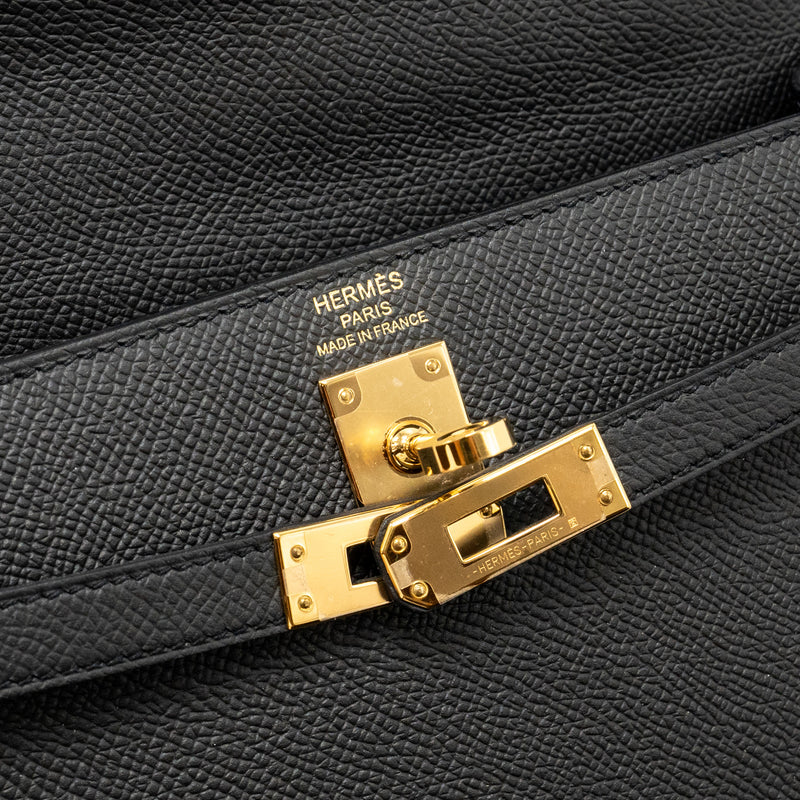 Hermes Kelly 25 Epsom Black GHW Stamp Z