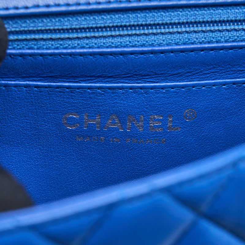 Chanel Mini Square Flap Bag Lambskin Blue SHW