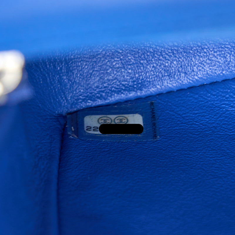 Chanel Mini Square Flap Bag Lambskin Blue SHW