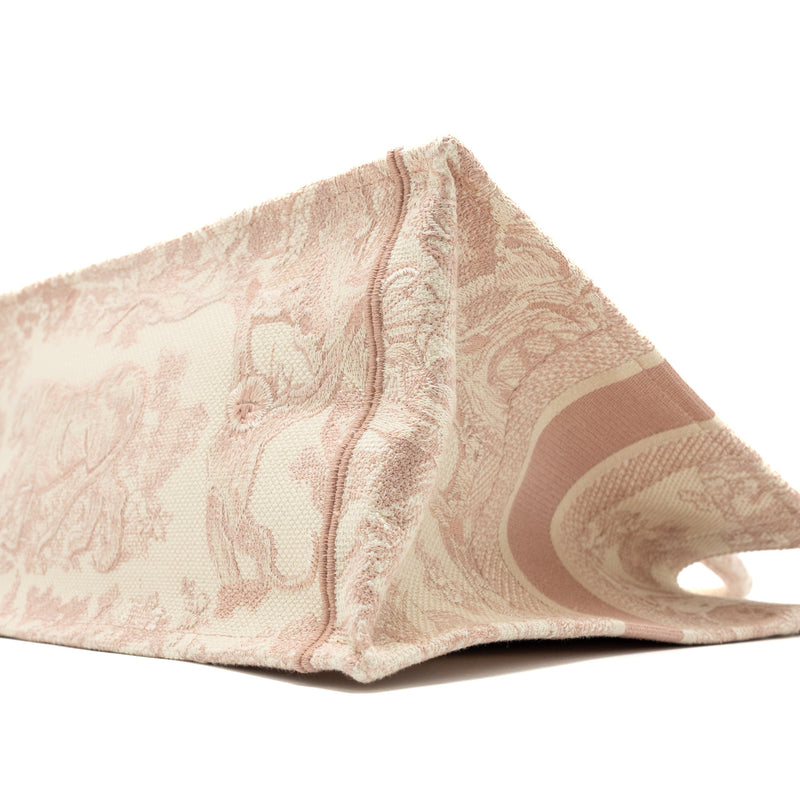 Dior Medium Book Tote Bag Pink Toile de Jouy Embroidery