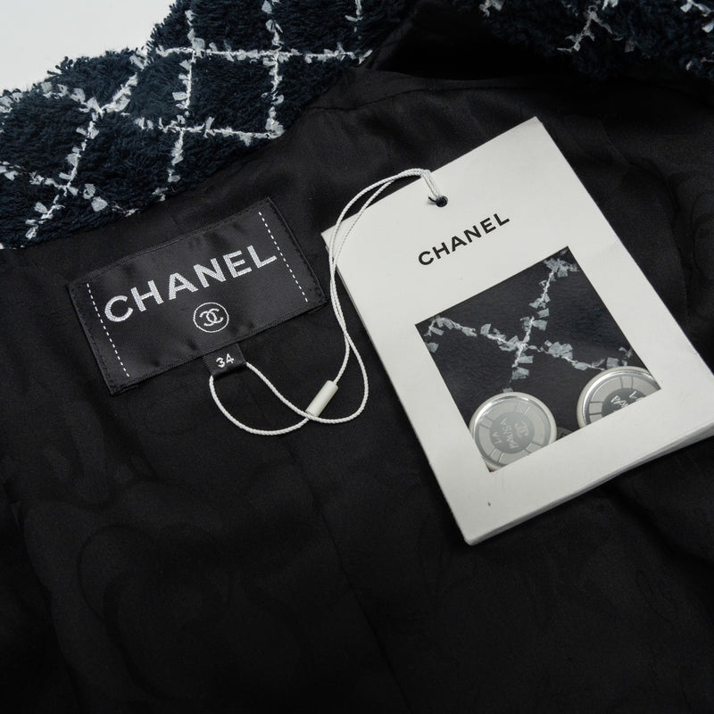 Chanel 19C Size 34 Jacket Cotton Knit Black/White