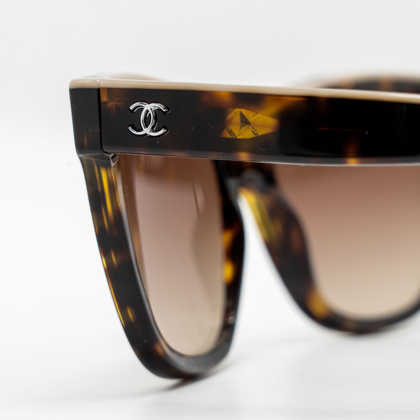 Chanel CC and Letter Logo Shield Sunglasses Dark Tortoise  display picture 2